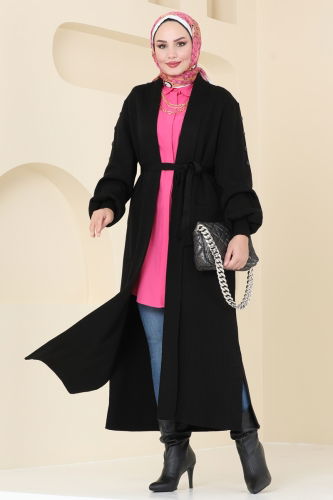 moda selvim Cardigan 4221KL398 Black - Thumbnail