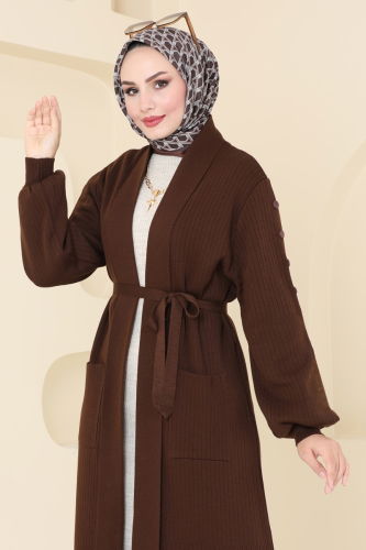 moda selvim Cardigan 4221KL398 Brown - Thumbnail