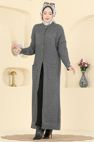 moda selvim Cardigan 4278BRZ597 Anthracite - Thumbnail