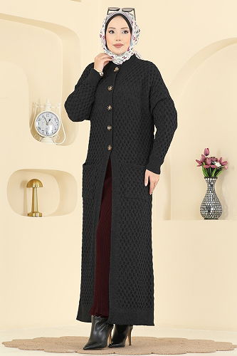 moda selvim Cardigan 4278BRZ597 Black - Thumbnail