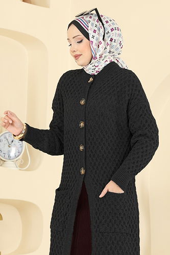 moda selvim سترة خفيفة أسود 4278BRZ597 - Thumbnail