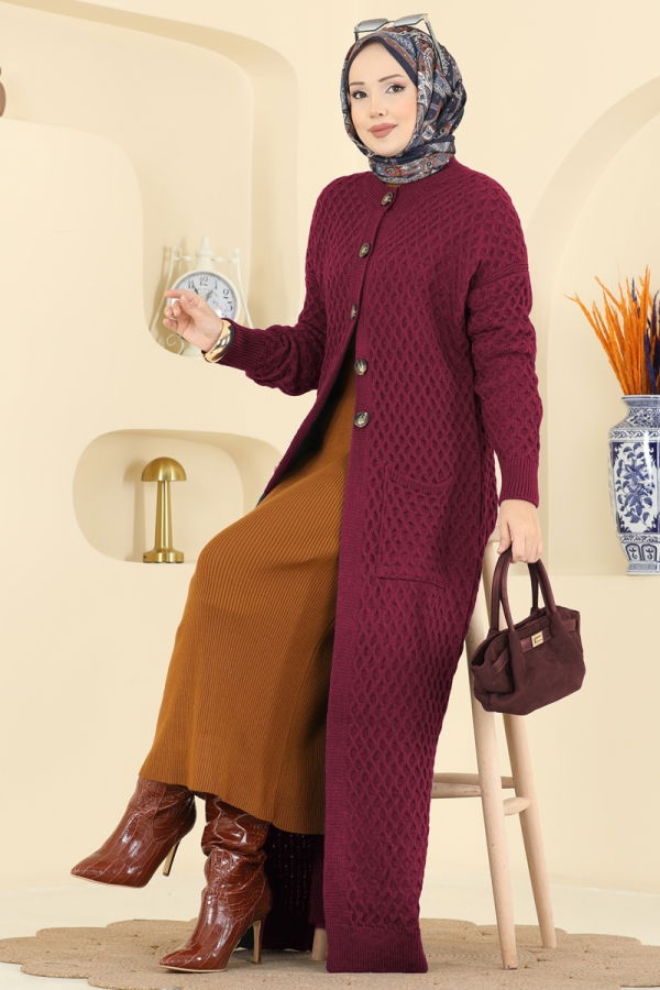 Modaselvim Cardigan/Vest Cardigan 4278BRZ597 Burgundy
