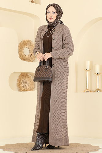 moda selvim سترة خفيفة بيج غامق 4278BRZ597 - Thumbnail