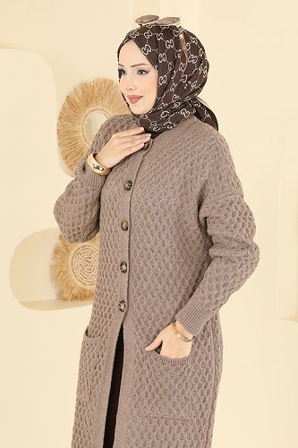 moda selvim سترة خفيفة بيج غامق 4278BRZ597 - Thumbnail