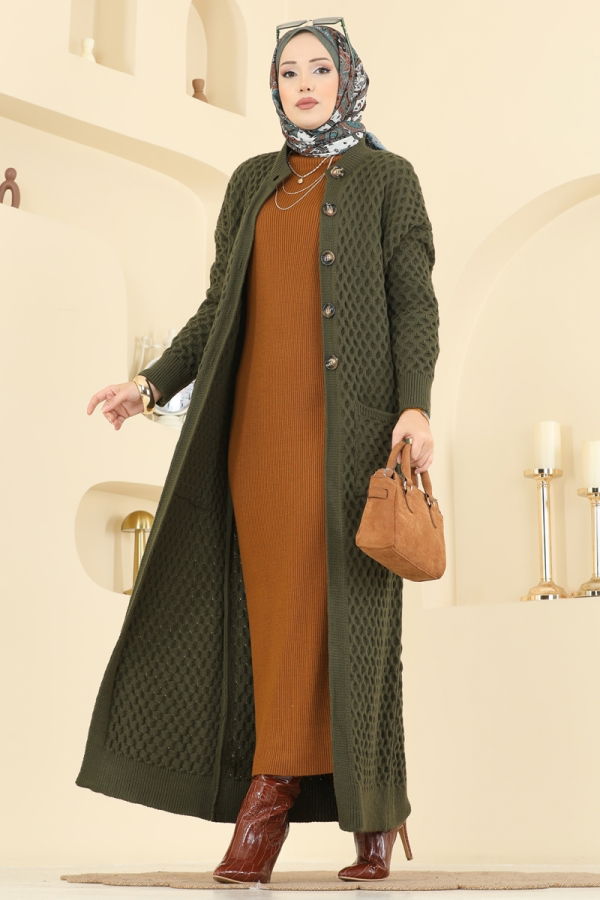 Modaselvim Cardigan/Vest Cardigan 4278BRZ597 Khaki