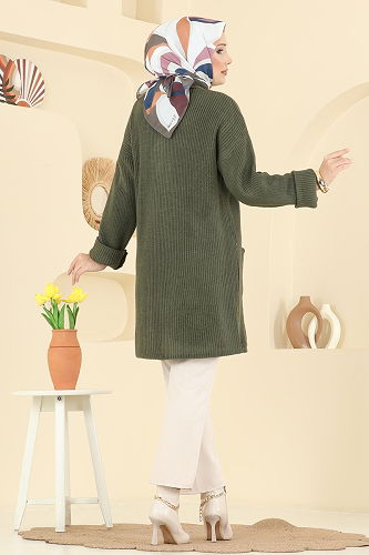 moda selvim سترة خفيفة اخضر عفني 4442BRZ597 - Thumbnail