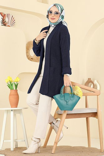 moda selvim Cardigan 4442BRZ597 Navy Blue - Thumbnail