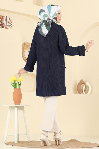 moda selvim Cardigan 4442BRZ597 Navy Blue - Thumbnail