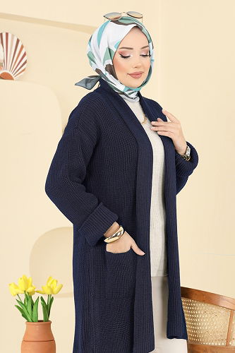 moda selvim سترة خفيفة كحلي 4442BRZ597 - Thumbnail