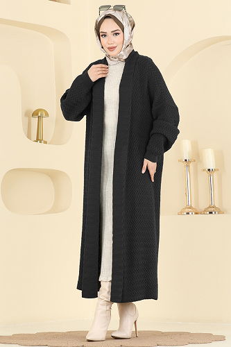 moda selvim سترة خفيفة أسود 4470BRZ597 - Thumbnail