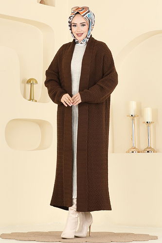 moda selvim Cardigan 4470BRZ597 Brown - Thumbnail