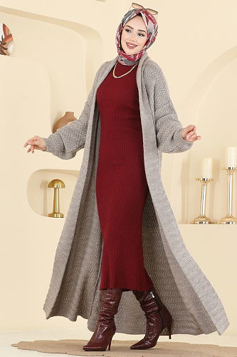 moda selvim Cardigan 4470BRZ597 Dark Vision - Thumbnail