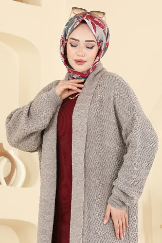 moda selvim Cardigan 4470BRZ597 Dark Vision - Thumbnail
