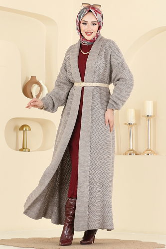 moda selvim Cardigan 4470BRZ597 Dark Vision - Thumbnail