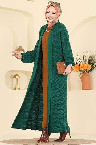 moda selvim Cardigan 4470BRZ597 Emerald - Thumbnail