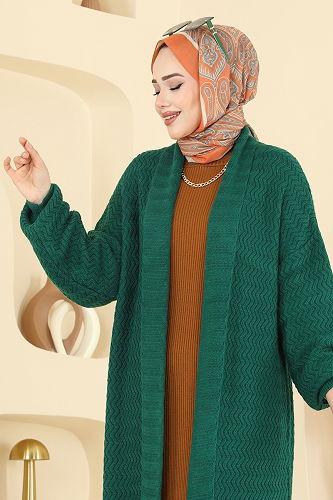 moda selvim Cardigan 4470BRZ597 Emerald - Thumbnail
