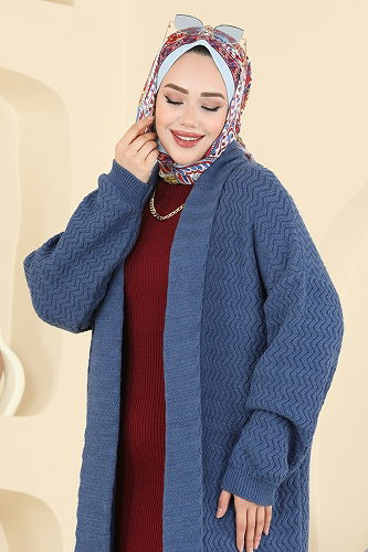 moda selvim سترة خفيفة ازرق 4470BRZ597 - Thumbnail