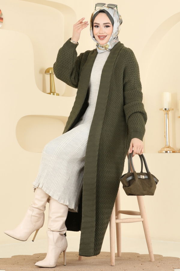 Modaselvim Cardigan/Vest Cardigan 4470BRZ597 Khaki