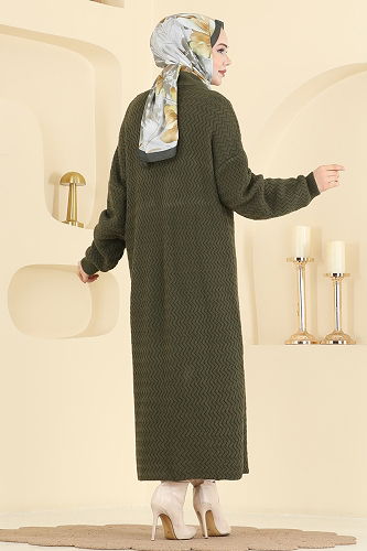 moda selvim Cardigan 4470BRZ597 Khaki - Thumbnail