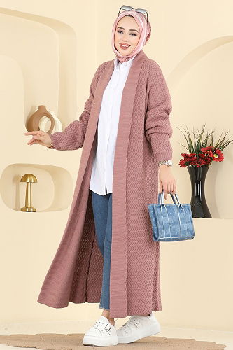 moda selvim سترة خفيفة وردي 4470BRZ597 - Thumbnail