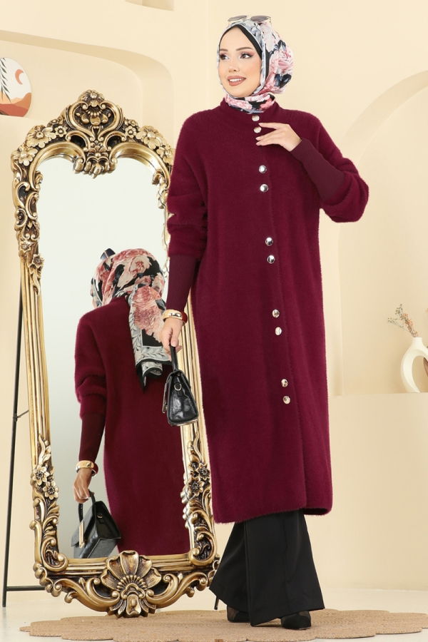 Modaselvim سترة كارديجان سترة خفيفة خمري 4857HSC1162