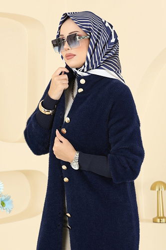 moda selvim سترة خفيفة كحلي 4857HSC1162 - Thumbnail