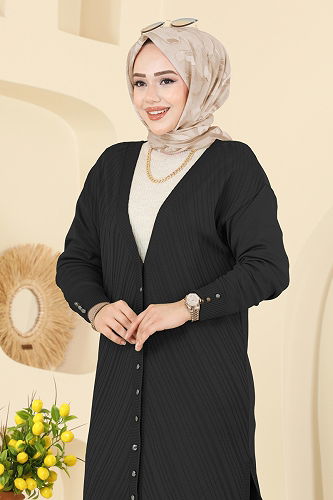 moda selvim Cardigan 6031UZ662 Black - Thumbnail