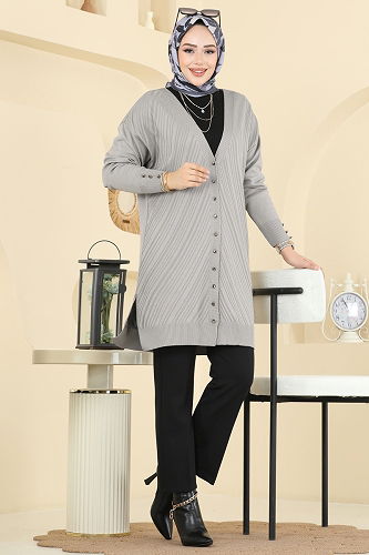 moda selvim سترة خفيفة رمادي 6031UZ662 - Thumbnail