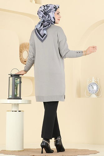 moda selvim سترة خفيفة رمادي 6031UZ662 - Thumbnail