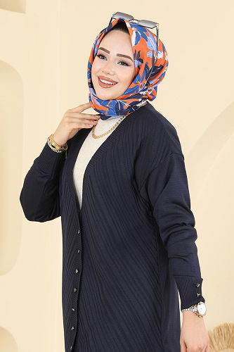 moda selvim سترة خفيفة كحلي 6031UZ662 - Thumbnail