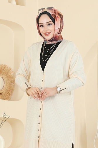 moda selvim سترة خفيفة بيج 6031UZ662 - Thumbnail