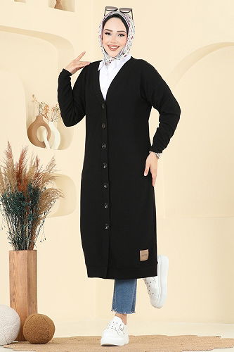 moda selvim Cardigan 6038TEG847 Black - Thumbnail