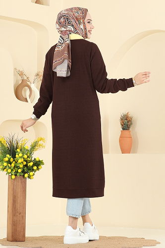 moda selvim سترة خفيفة بني 6038TEG847 - Thumbnail