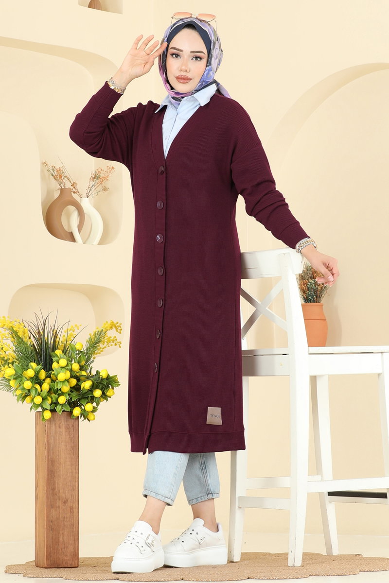 Cardigan 6038TEG847 Burgundy - Moda Selvim