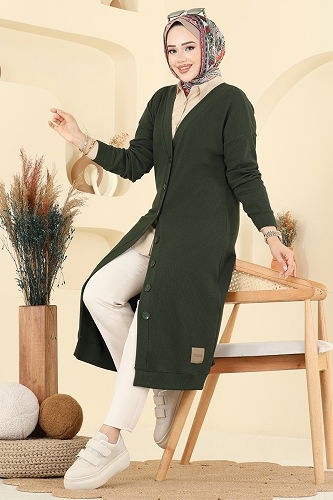 moda selvim Cardigan 6038TEG847 Khaki - Thumbnail