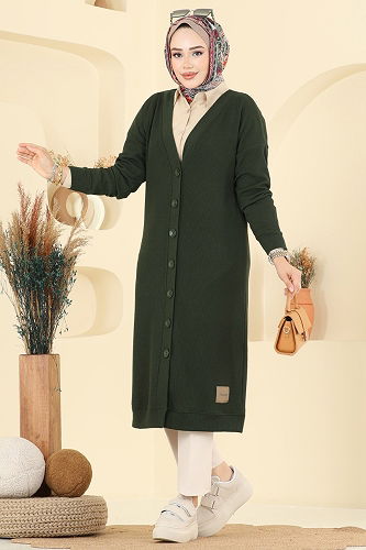 moda selvim Cardigan 6038TEG847 Khaki - Thumbnail