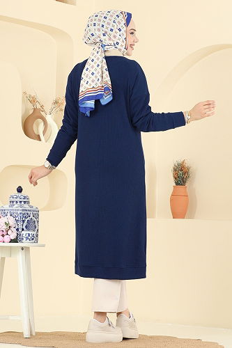 moda selvim سترة خفيفة كحلي 6038TEG847 - Thumbnail