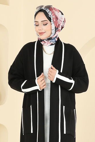 moda selvim Cardigan 7065BRZ597 Black - Thumbnail