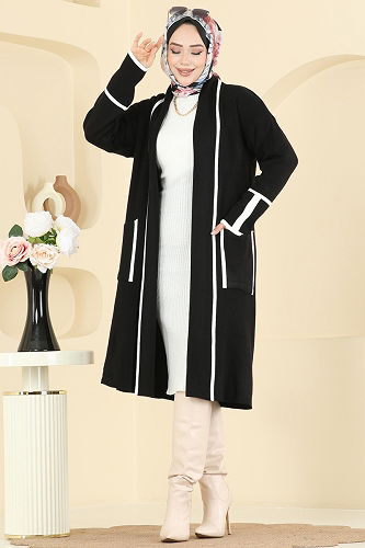 moda selvim Cardigan 7065BRZ597 Black - Thumbnail