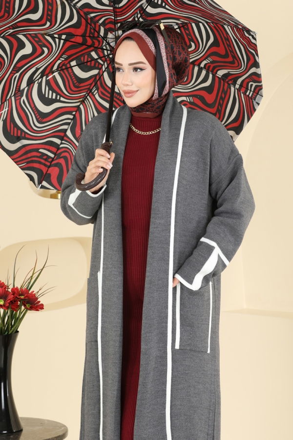 Modaselvim Cardigan/Vest Cardigan 7065BRZ597 Gray