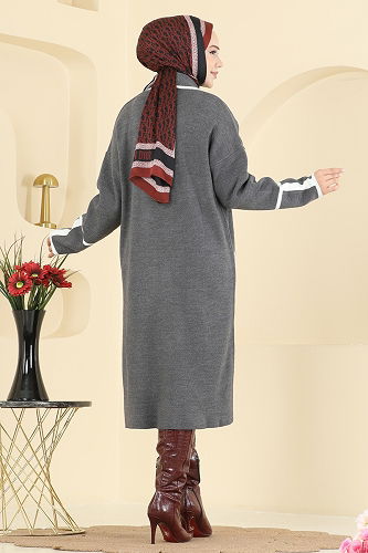 moda selvim سترة خفيفة رمادي 7065BRZ597 - Thumbnail