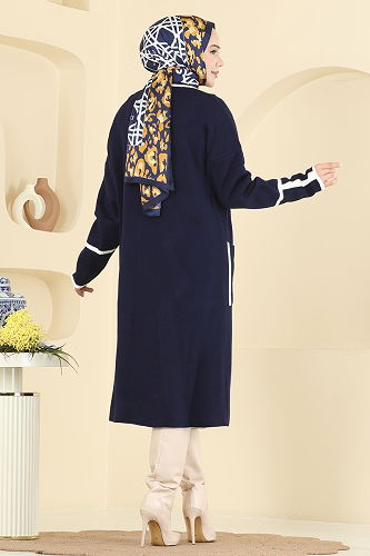 moda selvim Cardigan 7065BRZ597 Navy Blue - Thumbnail