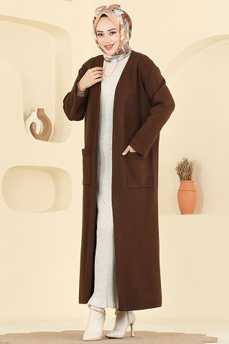 moda selvim Cardigan 7145BRZ597 Brown - Thumbnail