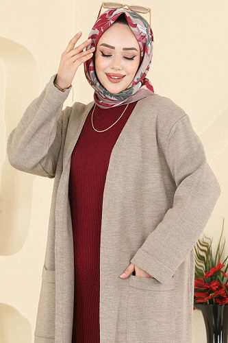 moda selvim Cardigan 7145BRZ597 Dark Vision - Thumbnail