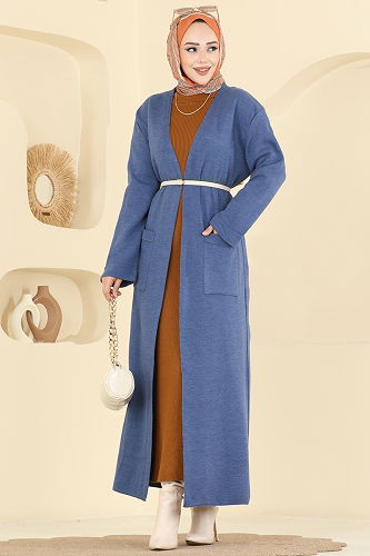 moda selvim Cardigan 7145BRZ597 Indigo - Thumbnail