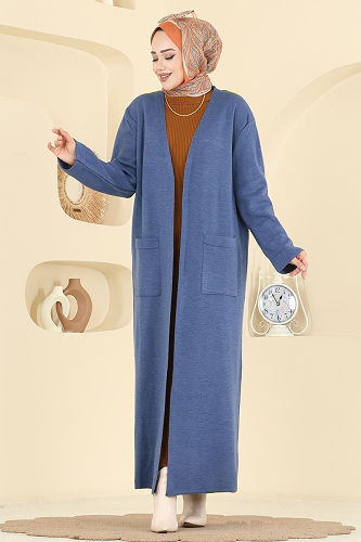 moda selvim Cardigan 7145BRZ597 Indigo - Thumbnail