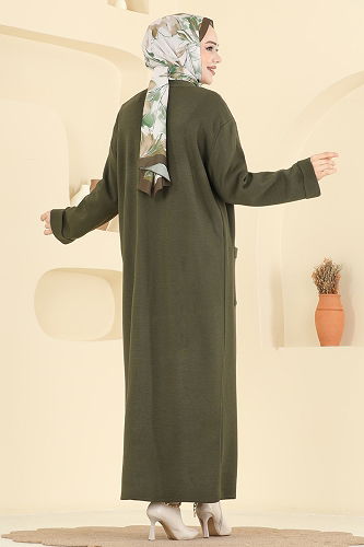 moda selvim Cardigan 7145BRZ597 Khaki - Thumbnail