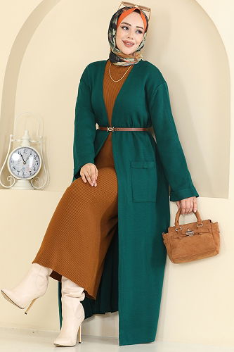 moda selvim Cardigan 7145BRZ597 Petroleum - Thumbnail