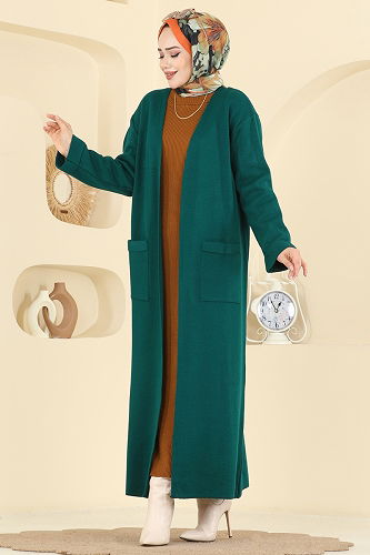 moda selvim سترة خفيفة بترولي 7145BRZ597 - Thumbnail