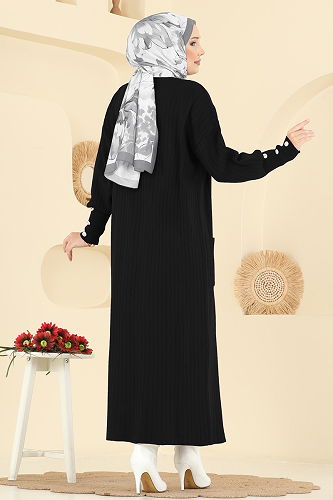 moda selvim Cardigan 7146BRZ597 Black - Thumbnail